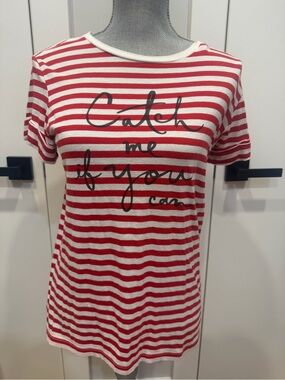 kate spade Red and White Striped Graphic Tee